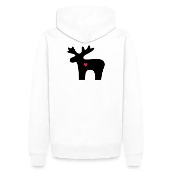 Moose coeur amour silhouette noel - Sweat à capuche Premium bio Homme - blanc - Dos - Nico (187cm)