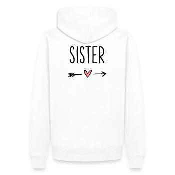 Sister coeur flèche amour petite amie cadeau - Sweat à capuche Premium bio Homme - blanc - Dos - Nico (187cm)