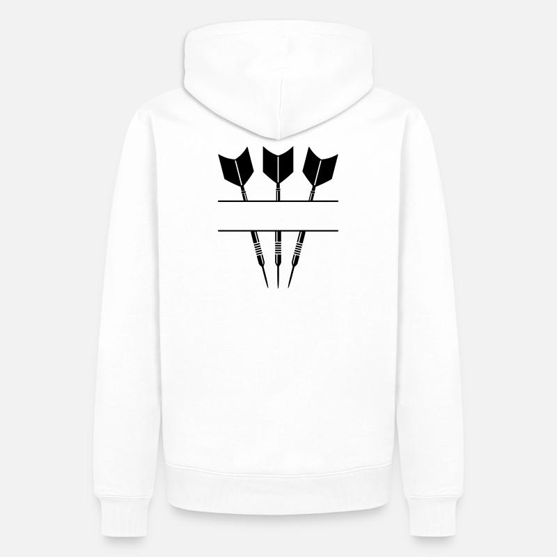 Drei Darts einfarbig mit Textzeile. - Männer Premium Bio Hoodie - Weiß