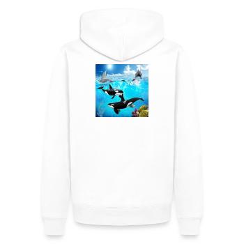 Unterwasserkapsel: Orca- und Delfintauchgang - Männer Premium Bio Hoodie - Weiß - Hinten - Nico (187cm)
