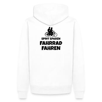 Sprit sparen - Fahrrad fahren Fahrradfahrer Spruch - Männer Premium Bio Hoodie - Weiß - Hinten - Nico (187cm)