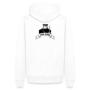 THE KING Banderole - Men’s Premium Organic Hoodie - white - Back - Nico (187cm)