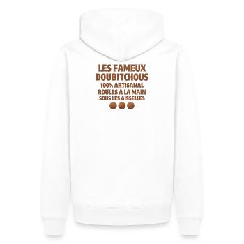Noël joyeux Noël joyeuses fêtes - Sweat à capuche Premium bio Homme - blanc - Dos - Nico (187cm)