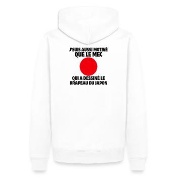 motivé, paresseux, fatigué - Sweat à capuche Premium bio Homme - blanc - Dos - Nico (187cm)
