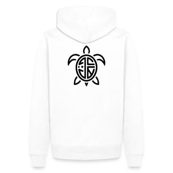 Illustration: Silhouette, blühende Natur - Männer Premium Bio Hoodie - Weiß - Hinten - Nico (187cm)
