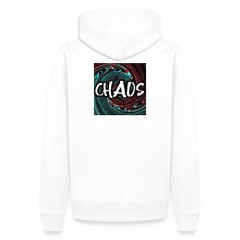 CHAOS - Männer Premium Bio Hoodie - Weiß - Hinten - Nico (187cm)