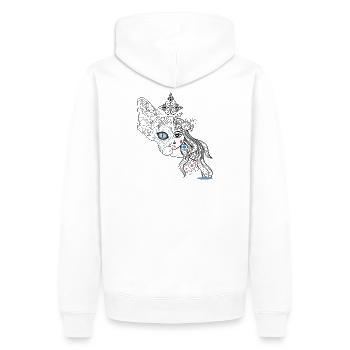 Visages de chien et de fille - Sweat à capuche Premium bio Homme - blanc - Dos - Nico (187cm)