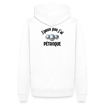 pétanque, fan de pétanque, bouliste - Sweat à capuche Premium bio Homme - blanc - Dos - Nico (187cm)
