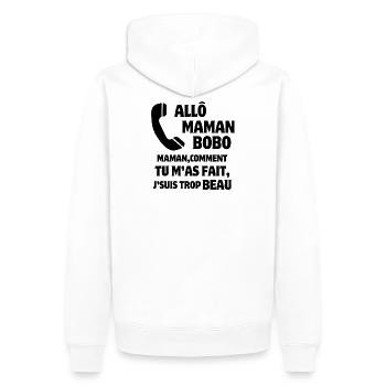 Mama, Super-Mama, Mutter und Sohn - Männer Premium Bio Hoodie - Weiß - Hinten - Nico (187cm)