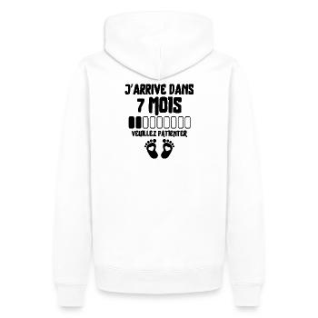futur papa, future maman, grossesse - Sweat à capuche Premium bio Homme - blanc - Dos - Nico (187cm)