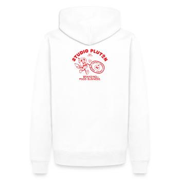 Studio Pluton - Édition 2024 (red) - Sweat à capuche Premium bio Homme - blanc - Dos - Nico (187cm)