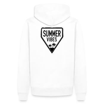 SUMMER VIBES design with cool lettering - Männer Premium Bio Hoodie - Weiß - Hinten - Nico (187cm)