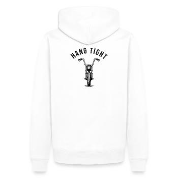 Accrocher serré cintre de singe de moto - Sweat à capuche Premium bio Homme - blanc - Dos - Nico (187cm)