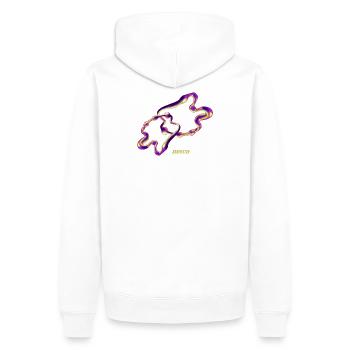 Retro Disco Blob – Art liquide abstrait au néon - Sweat à capuche Premium bio Homme - blanc - Dos - Nico (187cm)