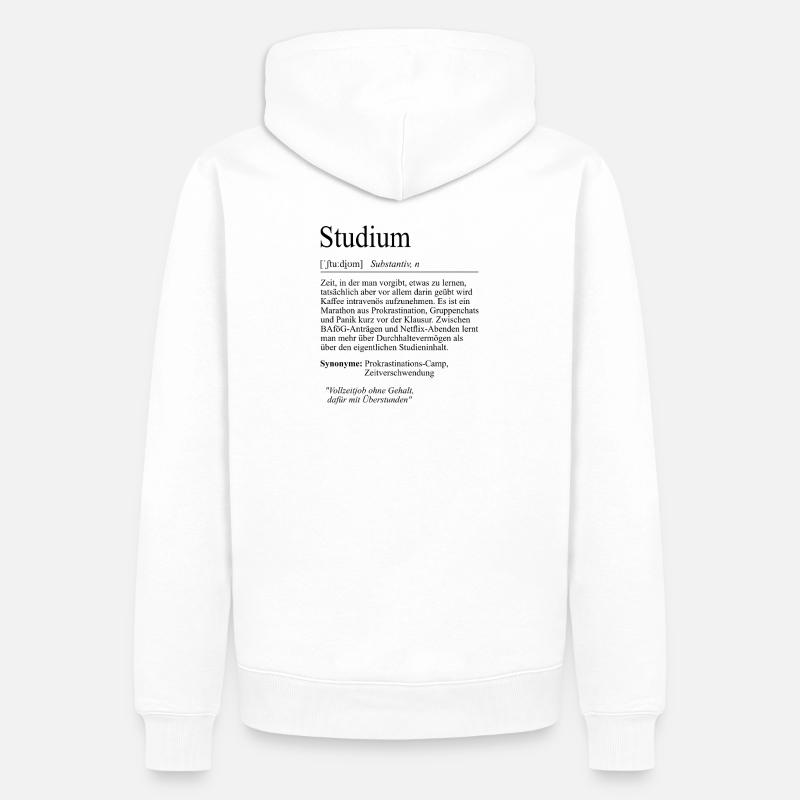 Unispruch "Studium" Student Geschenk, Studenten - Männer Premium Bio Hoodie - Weiß