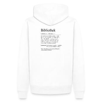 Dire de l’Université « Bibliothèque » Cadeau d’Etudiant, Etudiants - Sweat à capuche Premium bio Homme - blanc - Dos - Nico (187cm)