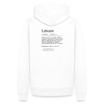 Unispruch "Lehramt" Student Geschenk, Studenten - Männer Premium Bio Hoodie - Weiß - Hinten - Nico (187cm)