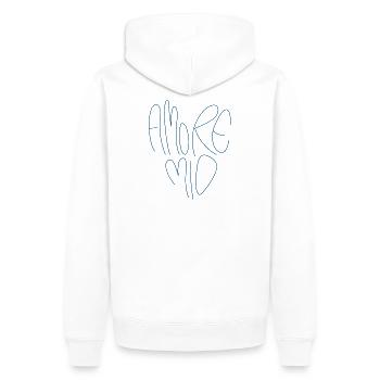 Amore Mio Schriftzug - Männer Premium Bio Hoodie - Weiß - Hinten - Nico (187cm)