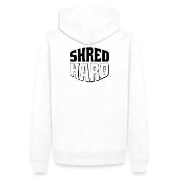 Shred Hard Snowboard Style - Männer Premium Bio Hoodie - Weiß - Hinten - Nico (187cm)