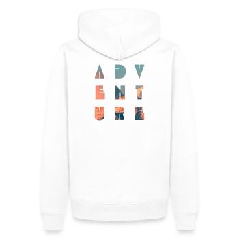 Mountain ADVENTURE  - Männer Premium Bio Hoodie - Weiß - Hinten - Nico (187cm)