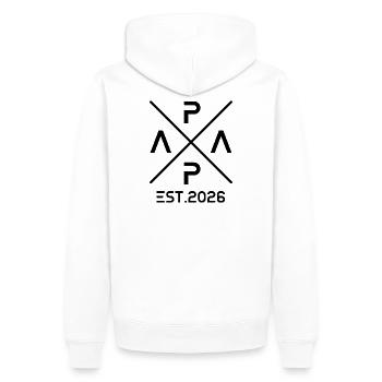 Papa est. 2026 Vater 2026 Erstes Mal Papa 2026 - Männer Premium Bio Hoodie - Weiß - Hinten - Nico (187cm)