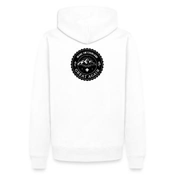 MAKE SWITZERLAND GREAT AGAIN Emblem - Männer Premium Bio Hoodie - Weiß - Hinten - Nico (187cm)