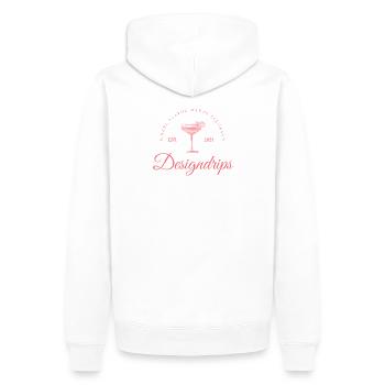 Rosa Print – Flavor meets Elegance - Männer Premium Bio Hoodie - Weiß - Hinten - Nico (187cm)