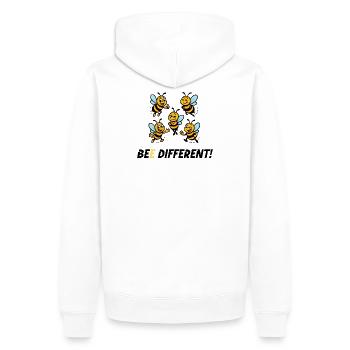 SOYEZ DIFFÉRENT ! - Sweat à capuche Premium bio Homme - blanc - Dos - Nico (187cm)