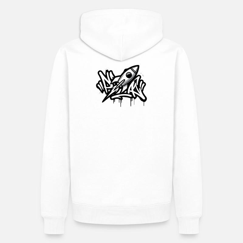 Fusée graffiti en noir et blanc - Sweat à capuche Premium bio Homme - blanc
