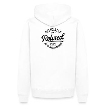 Retraite 2026 Ce n’est pas mon problème - Sweat à capuche Premium bio Homme - blanc - Dos - Nico (187cm)