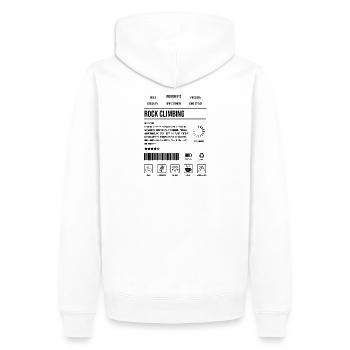 Description de l’escalade sur roche Icône de force - Sweat à capuche Premium bio Homme - blanc - Dos - Nico (187cm)