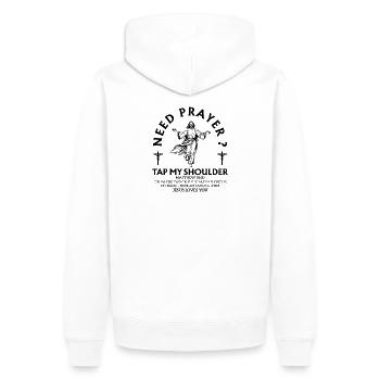 Brauche Gebet, tipp mir auf die Schulter - Männer Premium Bio Hoodie - Weiß - Hinten - Nico (187cm)