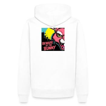 Avertissement du lapin – Pop Art - Sweat à capuche Premium bio Homme - blanc - Dos - Nico (187cm)