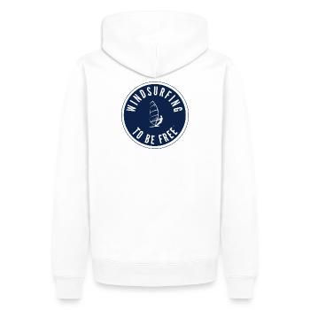 La planche à voile sera gratuite – Badge in Navy - Sweat à capuche Premium bio Homme - blanc - Dos - Nico (187cm)