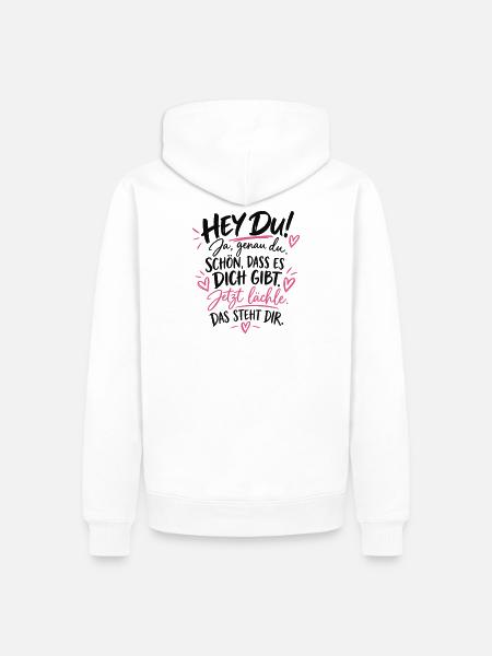 Jetzt lächele: Du bist willkommen - Männer Premium Bio Hoodie - Weiß