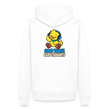 Duck mit Kopfhörern – Good Tunes Zero Thougts - Männer Premium Bio Hoodie - Weiß - Hinten - Nico (187cm)