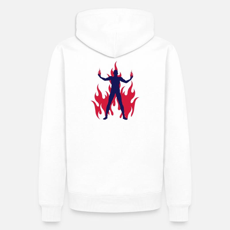 rocking devil - rockender teufel - flammen flames - Männer Premium Bio Hoodie - Weiß