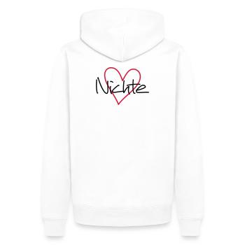 Niece coeur cadeau idée cadeau look partenaire - Sweat à capuche Premium bio Homme - blanc - Dos - Nico (187cm)