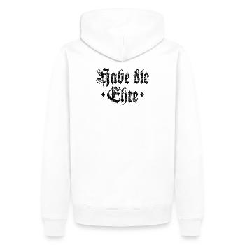 Habe die Ehre (Vintage/Schwarz) - Männer Premium Bio Hoodie - Weiß - Hinten - Nico (187cm)