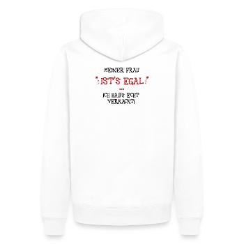 Meiner Frau ists egal - Männer Premium Bio Hoodie - Weiß - Hinten - Nico (187cm)