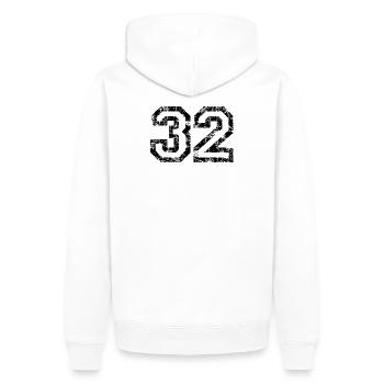 Zahl 32 (Vintage Weiß) 32. Geburtstag Nr. 32 - Männer Premium Bio Hoodie - Weiß - Hinten - Nico (187cm)
