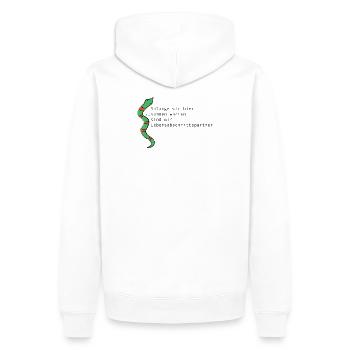 LEBENSABSCHNITTSPARTNER - Männer Premium Bio Hoodie - Weiß - Hinten - Nico (187cm)