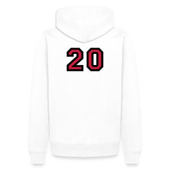 Zahl 20 - Nummer 20 (Rot) Nr. 20 - Männer Premium Bio Hoodie - Weiß - Hinten - Nico (187cm)
