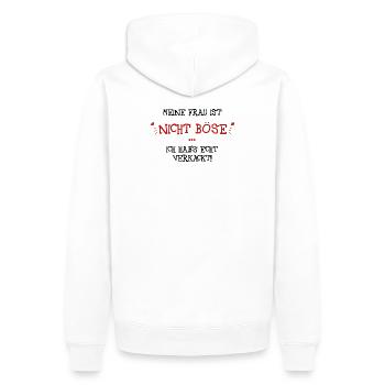 Meine Frau ist nicht böse - Männer Premium Bio Hoodie - Weiß - Hinten - Nico (187cm)
