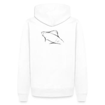 The extra imperfect geometric shape - Men’s Premium Organic Hoodie - white - Back - Nico (187cm)
