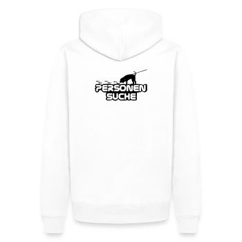 Mantrailer - Männer Premium Bio Hoodie - Weiß - Hinten - Nico (187cm)