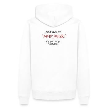 Meine Frau ist nicht sauer - Männer Premium Bio Hoodie - Weiß - Hinten - Nico (187cm)