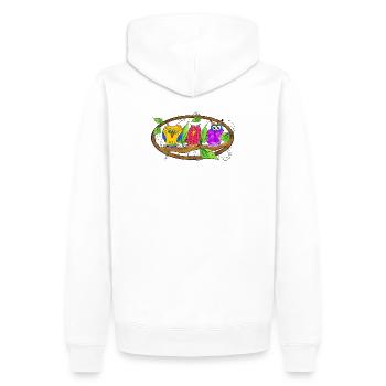Weisheit - Eulen Edition - Männer Premium Bio Hoodie - Weiß - Hinten - Nico (187cm)