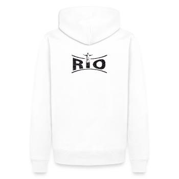 RIO avec Jésus - Brésil - Sweat à capuche Premium bio Homme - blanc - Dos - Nico (187cm)