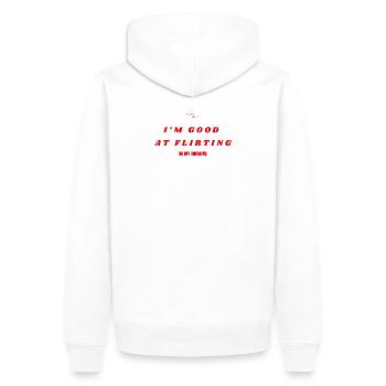 Sigura Design Flirten in meinen Träumen - Männer Premium Bio Hoodie - Weiß - Hinten - Nico (187cm)